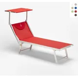 professionelle Strandliege Liegestuhl Sonnenliege aus Aluminium Santorini - Rot