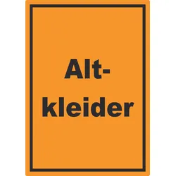 Altkleider Mülltrennung Aufkleber mit Text A4 (210x297mm)