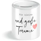 Yuweli® Spardose kleine und große Träume für Frau oder Mann als Geschenk-Idee zum Geburtstag Weihnachten Urlaub Hochzeit Sparschwein Sparbüchse Geldgeschenk