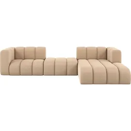 kaiser möbel Ecksofa L-Form Grand L 319 cm, Veloursstoff Salvador, Beige, Rechts - Beige