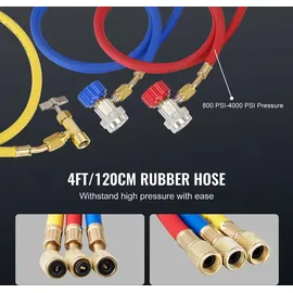 Vevor Vakuumpumpe 4CFM 113L/min Unterdruckpumpe A2L-explosionsgeschützt 180W AC 220V/50HZ 1440U/min 55-276bar 200ml-Ölkapazität HVAC-Vakuumgeräte Verteiler-Manometer-Set Klimaanlage Kfz-Kühlsystemen