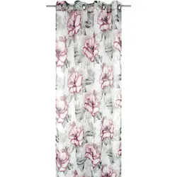 Arsvita Gardine 140x245cm Voile mit Druck Flower Ösenschal