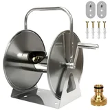 OSTWOLKE Schlauchtrommel Edelstahl Gartenschlauchtrommel Wand Schlauchaufroller