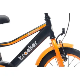 SUN BABY Tracker Bike Kinderfahrrad Jungen Fahrrad Stützräder Schubstange 16 Zoll neon orange - Orange/Schwarz