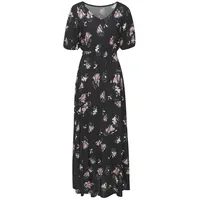 VIVANCE Maxikleid Schwarz/Mauve Blumendruck 40