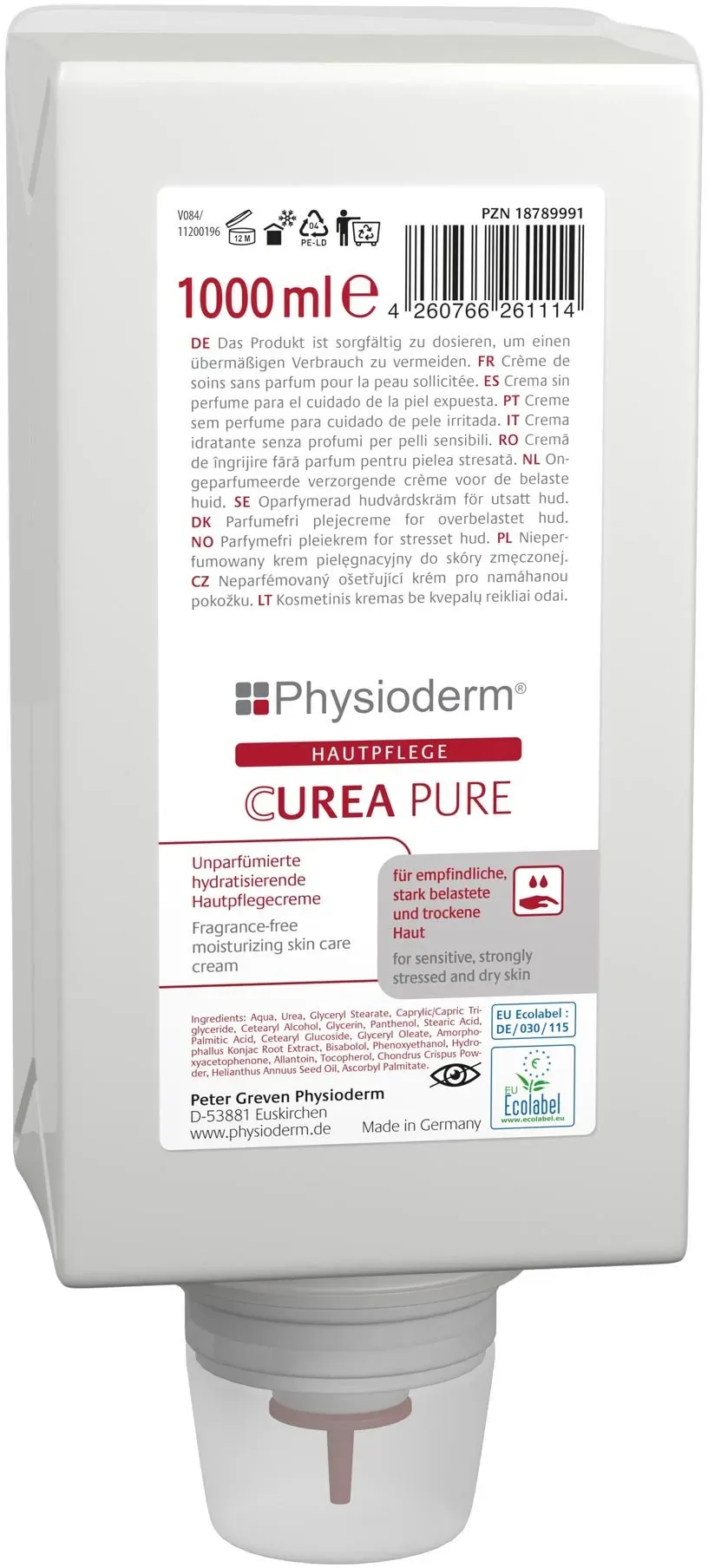 Physioderm Curea Pure Hautpflegecreme 6 x 1 l Varioflasche