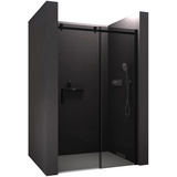 Bernstein Nischendusche Bernstein NT806 flex Schwarz matt Nano graues Glas 110 cm 8 mm ESG-Sicherheitsglas mit Schiebetür