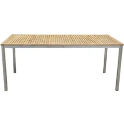 Teak Garten Tisch 180cm Holztisch Holz Edelstahl massiv Terrasse Veranda Balkon
