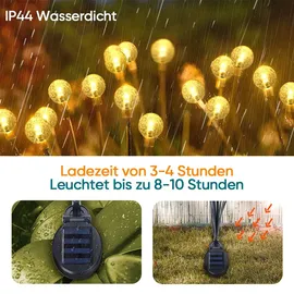 salcar 8 LED Solarleuchten Gartenleuchten 2 set LED Kugel 2 Leuchtmodi Warmweiß