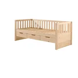 58 aufm Kessel Bettgestell Kojenbett mit Schubladen Karena 211x98x86 Einzelbett Massivholz natur (inkl. Versand, Lieferung bis Verwendungsstelle), Liegefläche 90x200, Massivholzbett, Gästebett, Seniorenbett beige