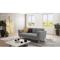 S-style möbel Sofa 3-Sitzer mit Holzfüßen Hannah aus Grau