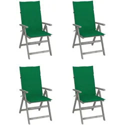 vidaXL 4x Akazienholz Massiv Gartenstuhl Verstellbar mit Auflagen Hochlehner Holzstuhl Gartensessel Gartenstühle Stühle Stuhl Outdoor Gartenmöbel
