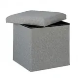 Relaxdays Sitzhocker mit Stauraum Stoff 38 x 37 x 38 cm Grau