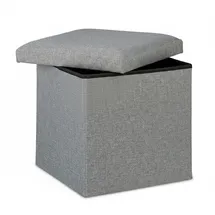 Relaxdays Sitzhocker mit Stauraum Stoff 38 x 37 x 38 cm Grau