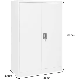 Mendler Aktenschrank HWC-H17, Stahlschrank Büroschrank Schrank, 2 Türen abschließbar Metall ~ 140x90x40cm dunkelgrau