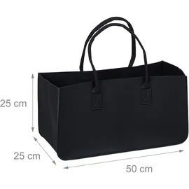 Relaxdays Kaminholztasche Filz 28 l 2er Set Schwarz