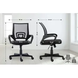 DELUKE® Bürostuhl PARIS - 88x56x54, Grau | Kunstleder | Kunststoff Gestell | ergonomische Bürostühle Homeoffice Stuhl mit Rollen