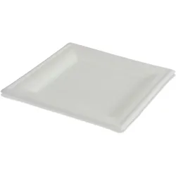 emissimo 50 x Bio Einweg Speiseteller 15x15cm biologisch abbaubar und kompostierbar weiß  500 Stück