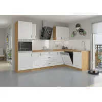 Küchen-Preisbombe Winkelküche Stilo L-Form 285 cm Weiß + Eiche Artisan