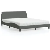 VidaXL Bett mit Matratze – Dunkelgrau, 160x200 cm, Stoff