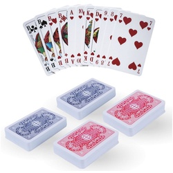 Bestlivings Spielesammlung, Gesellschaftsspiel 06671 Spielkarten, Kartenspiel 4 x 55 Blatt Profiqualität Rommé Bridge Canasta Poker Skat blau|bunt|rot