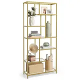 VASAGLE Bücherregal mit 6 Ablagen, gold-transparent