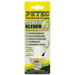 PETEC Power-Kleber Pinselflasche SB (4 g) Kunststoff-Klebstoff,Klebstoff, Kunststoffreparatur,Gummiklebstoff,Sekundenkleber,Universalklebstoff Transpa