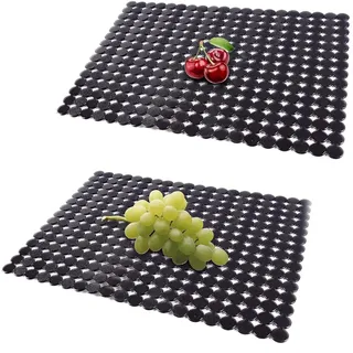 FEADBYT Spülbeckeneinlage, 2 Stück Spülbeckenmatte, 30 x 40 cm Spülmatte, PET Zuschneidbar Spülbeckeneinlage, Abtropfmatte, Blanco Spüle Zubehör, Mit Schere, Für Keramik/Edelstahl Spülen (Schwarz)