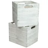 Kistenkolli Altes Land 2er set Holzkiste Shabby weiß schwarz passend für Kallax und Expeditregale Regal
