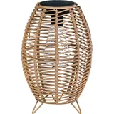 Dehner Solar-Laterne Mila, warmweiß, Ø 17.5 cm, Höhe 26.5 cm, Metall/Kunststoff, braun