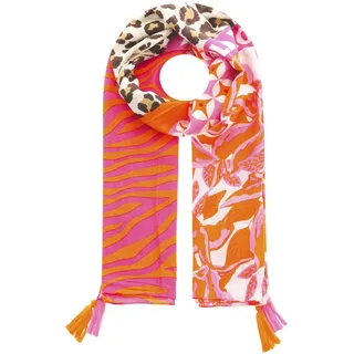 Modetuch ZWILLINGSHERZ ""Wild Flower"", Damen, orange, Web, Viskose, modisch, Modetücher, Mit Leo und Zebra Muster