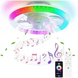 OKSANO RGB Deckenventilator Mit Beleuchtung, RGB Dimmbar, Einstellbare Windgeschwindigkeit, LED Deckenleuchte Mit Fernbedienung, Passend Für Deckenlampe Wohnzimmer, Deckenventilator