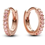 Pandora 283015C01 Damen-Creolen Funkelnde Pinke Huggies Roségoldfarben