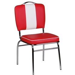 Wohnling Esszimmerstuhl American Diner Vintage-Design Kunstleder rot, 47x45 cm