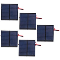 Estink Kleine Polykristalline Solarzelle, 5 Stück 5,5 V, 0,6 W Mini-Solarbatterie-Panel, Polykristallines Silizium Solarpanel mit 30-cm-Kabel, 65 x 65 mm, DIY, Wissenschaft Projekte, Spielzeug