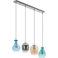 Uniprodo Uniprodo, Pendelleuchte, Pendelleuchte mit vier Glasschirmen E27 Pendellampe Hängelampe Deckenlampe (E27)