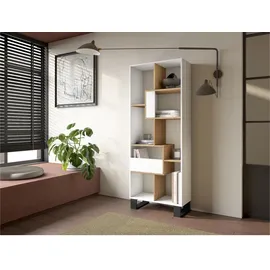 SKRAUT HOME Bücherregal 67 x 31 x 174 cm Weiß/Eiche