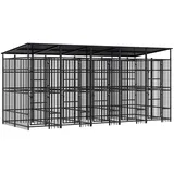 vidaXL Outdoor-Hundezwinger mit Dach 9,22 m2 Stahl Schwarz