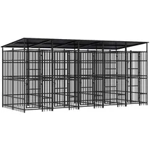 vidaXL Outdoor-Hundezwinger mit Dach 9,22 m2 Stahl Schwarz