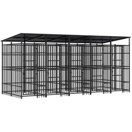 vidaXL Outdoor-Hundezwinger mit Dach 9,22 m2 Stahl Schwarz