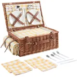 casa.pro Picknickkorb Brindisi Komplettset für 4 Personen 40 x 30 x 20 cm braun
