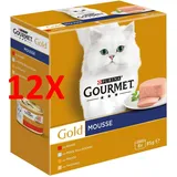 12 X Gourmet Gold Mousse 8 Scatolette Da 85 Grammi > 2 Manzo - 2 Pesce Dell Oce