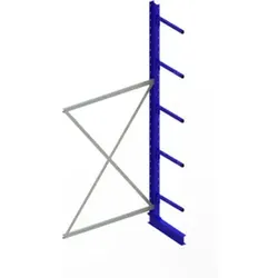 Meta Kragarmregal Anbau IPE120 einseitig 3000 x 1300 x 500 mm Enzianblau + 5 Armen je Ständer