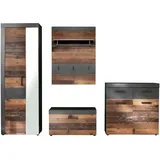 trendteam smart living - 4-teilige Garderobenkombination Garderobenmöbel - Garderobe - Indy - Aufbaumaß (BxHxT) 265 x 192 x 37 cm - Farbe Graphit Grau Matera mit Old Wood - 187992223