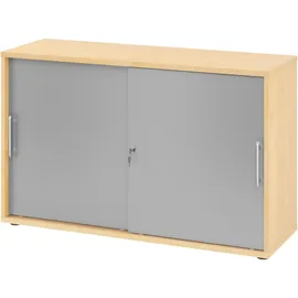 bümö Aktenschrank 2 Ordnerhöhen 80 x 40 x 200 Ahorn/silber