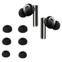 kwmobile 6x Silikonaufsätze für Xiaomi Realme Buds Air 5 Pro - Ersatz Ohrstöpsel in 3 Größen - Ear Tips für In-Ear Kopfhörer - Zubehör Ersatzpolster in Schwarz