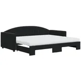 vidaXL Tagesbett Ausziehbar mit Matratzen Schwarz 90x190 cm Samt