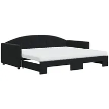 vidaXL Tagesbett Ausziehbar mit Matratzen Schwarz 90x190 cm Samt