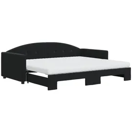 vidaXL Tagesbett Ausziehbar mit Matratzen Schwarz 90x190 cm Samt