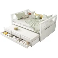 Rutaqian Bettgestell 2-in-1-Sofabett mit 3 Schubladen Tagesbetten, Massivholzbetten (Einzelbetten mit Bettauszug, Kinderbetten(ohne Matratze)